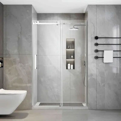 Produktbild von Duschabtrennung mit Schwenktür ZWOLLE LINEA Chrom - Glas 8 mm 121 - 125 cm