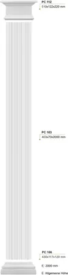 Produktbild von PRESTIGE DECOR Pilaster 2340x510x122mm Halbsäule Kunstharzputz weiß, Fassadenverkleidung außen Wandverkleidung innen Wandpfeiler (Komplettset 2, Schaftbreite 405mm)