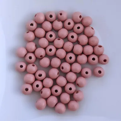 Image de Perles en bois rondes, 60 pièces, 10 mm, rose