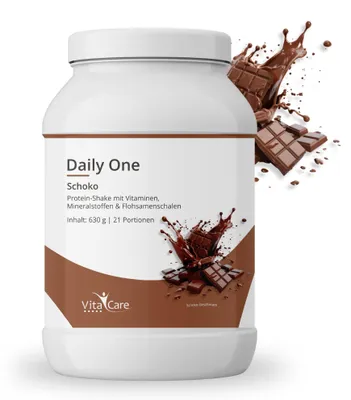Productafbeelding van Daily One Proteïneshake Chocolade 630g - Whey-proteïnepoeder met psylliumschilpoeder van VitaCare