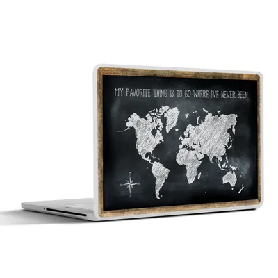 Produktbild von MuchoWow® Laptop Aufkleber Sticker Cover Weltkarte - Zitat - Kreidetafel 25x18 cm - Laptop-Deko