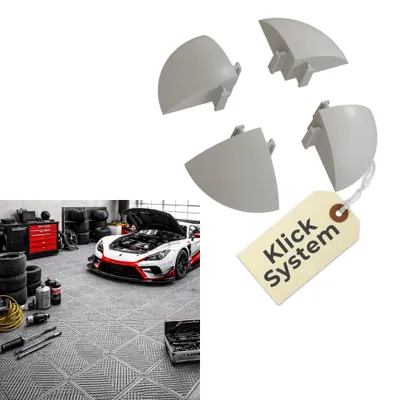 Produktbild von Eckverbindung 4 Stück - Bodenplatte Kunststoff Garage Drainagematte Garagenboden Klickfliesen Werkstattboden Ineinandergreifende Fliesen Racing Industrieboden