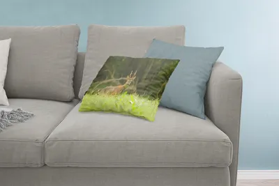 Produktbild von MuchoWow® Zierkissen Sofakissen Wohnzimmer Dekokissen 60x40 cm Hirsche - Gras - Wald - Kopfkissen - Polster mit Foto