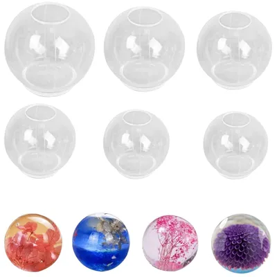 Zdjęcie produktu dla Zestaw 6 form silikonowych do tworzenia kulek, przezroczyste, o średnicy 2-7 cm, do żywicy epoksydowej, mydła, świec