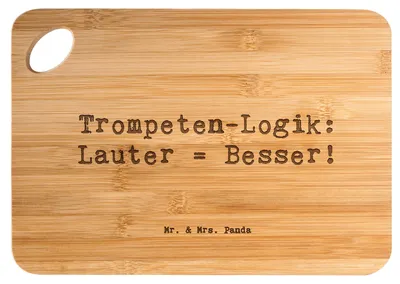 Produktbild von Mr. & Mrs. Panda Schneidebrett Spruch Trompeten Weisheit - Transparent - Geschenk, Schneidbrett Küche, jazzig, Instrument, Lernen, Frühstücksbrett, Musikinstrumente, laut