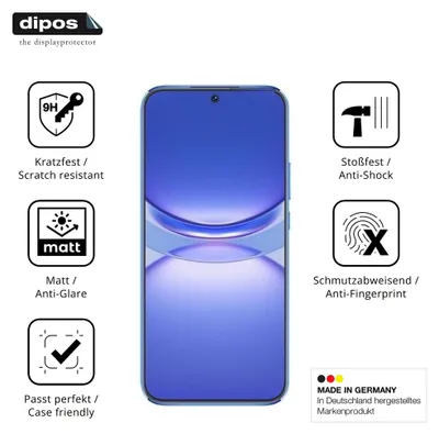 Produktbild von 2x Schutzfolie für Huawei Nova 12 Lite matt - Anti-Shock 9H Folie dipos Glass Kunststoffglas