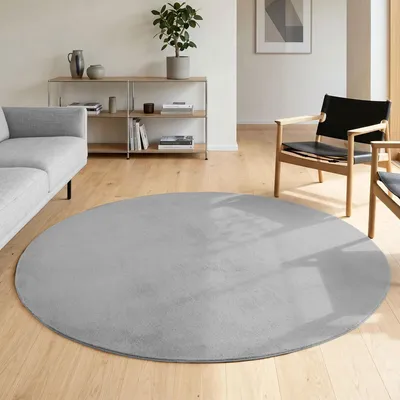 Image de Homebyhome Tapis Lavable à Poils Courts Antidérapant et Doux Design Uni Moderne pour Salon et Chambre à Coucher, Taille: 160 cm rond