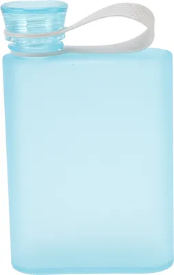 Produktbild von Flache, auslaufsichere, transparente, quadratische Wasserflasche aus Kunststoff, 380 ml