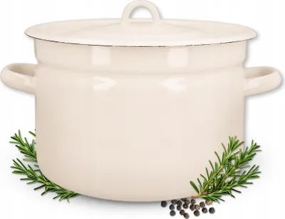 Produktbild von Kuketo | Emalierter Topf 26 cm - Krem - Hochwertig und langlebig - 9 Liter Kapazität - Pflegeleicht und vielseitig