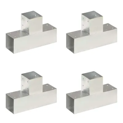 Image de Vidaxl-Pfahlverbindungen 4 ST T-Form 91x91 mm verzinktes Metall