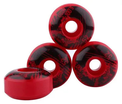 Image de Roues de skateboard, 52 mm x 30 mm, lot de 4, en polyuréthane (PU), couleur rouge, dureté SHR-100A