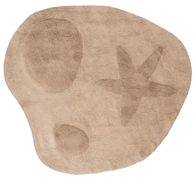 Produktbild von BELIANI Kinderteppich Hellbeige Baumwolle 120 cm mit Muster Asymmetrisch Maschinenwaschbar für Kinderzimmer
