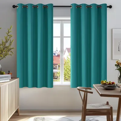 Obrázek produktu pro Zatemňovací závěsy, ochrana proti chladu, obývací pokoj, nepropustné, tyrkysové, sada 2 kusů, 138x117 cm