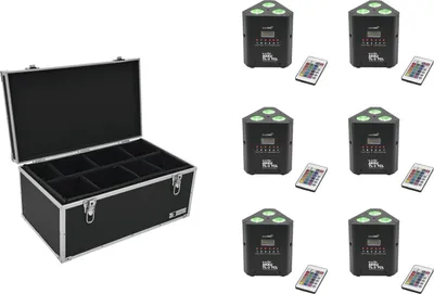 Zdjęcie produktu dla EUROLITE Zestaw 6x AKKU TL-3 TCL Trusslight QuickDMX + Walizka TDV-1