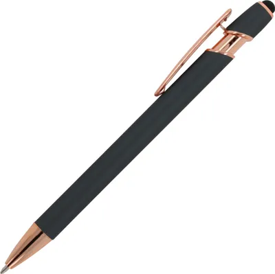 Produktbild von Touchpen Kugelschreiber "Roségold" / aus Metall / Soft-Touch / Farbe: grau