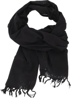 Produktbild von Großes Indisches Baumwolltuch, Schal, Leichter Baumwollschal, Strandtuch 200*66 cm - Schwarz, Uni, Baumwolle, Sarongs & Tücher