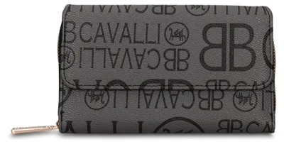 Obrázok produktu pre B Cavalli Dámska peňaženka na zips, čierna, vzor Monogram, 16x9 cm