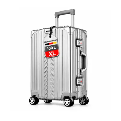 Produktbild von WINLIFE® 75cm XL Hartschalenkoffer Aufgabegepäck Alu-Rahmen, ABS, TSA-Schloss, 4 Rollen, leichter & robuster Reisekoffer, großer Trolley Silber
