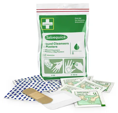 Produktbild von Salvequick Wundreinigungstücher und Pflaster im Beutel, 10 Tücher und 20 Pflaster