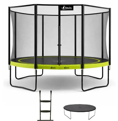 Image de KANGUI Trampoline de jardin 365 cm + filet de sécurité + échelle + bâche de protection - PUNCHI Vert 360