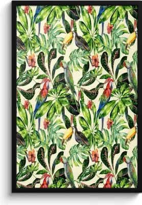 Produktbild von MuchoWow® MuchoWow® Gerahmtes Poster Blumen - Vogel - Blätter 60x90 cm - Poster mit zchwarzem Bilderrahmen - Kunst