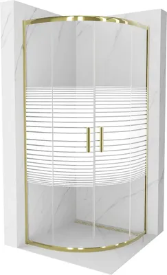 Produktbild von Mexen Rio halbrunde Duschkabine 80 x 80 cm, Gestreift, Gold - 863-080-080-50-20