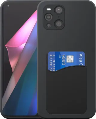 Immagine prodotto di Adatto per Oppo Find X3 Pro Custodia per telefono con supporto per schede in silicone - Custodia posteriore flessibile in silicone TPU con slot per schede in silicone - Nero - Smartphonics