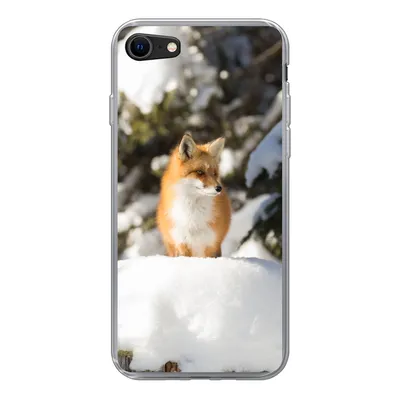 Produktbild von MuchoWow® Handyhülle Schutzhülle Hülle für iPhone SE 2022 Fuchs - Schnee - Baum Silikon Softcase Handy Hülle - Schutzhülle