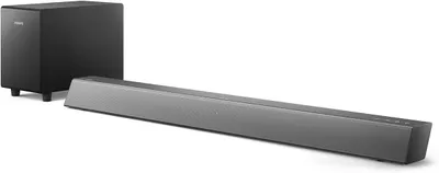Produktbild von Philips TAB5308/10 Soundbar 2.1 mit kabellosem Subwoofer | 140 W | 4,5' Woofer | 4 EQ-Modi | HDMI ARC | Audio In | Optischer Eingang | Kompakt | Fernbedienung | Wandhalterungen | Dunkelgrau