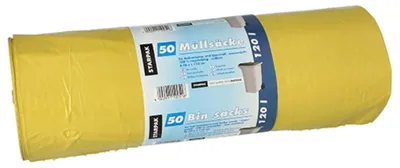 Produktbild von Müllsäcke, LDPE 120 l 110 cm x 70 cm gelb 40 my