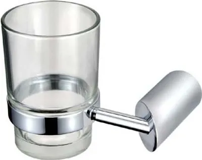 Produktbild von Design Becherhalter | Zahnputzbecher Edelstahl inkl. Glas | Zahnbürstenhalter Messing Verchromt | Zahnbürstenbecher Bad