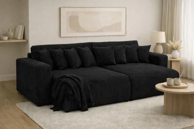 Produktbild von Kaiser Möbel Schlafsofa, Cordstoff Poso, Schwarz, PIANO DOUBLE