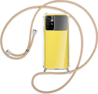 Produktbild von Handykette Backcover-Schutzhülle mit Band (Metall silberfarben) für Xiaomi Redmi Note 11 - beige