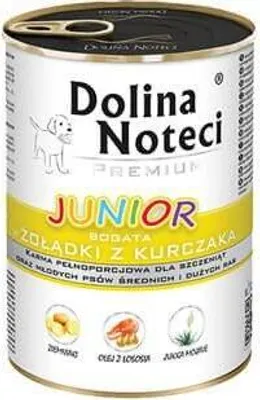 Produktbild von DOLINA NOTECI Premium Junior reich an Hähnchenmagen - Nassfutter für Welpen mittlerer und großer Rassen - 400g