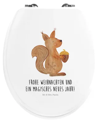 Produktbild von Mr. & Mrs. Panda Klo-Deckel Eichhörnchen Weihnachtszeit - Weiß - Geschenk, Frohe Weihnachten, Guten Rutsch, klo deckel, Nikolaus, Frohes Neues Jahr, Neujahr, WC-Sitz