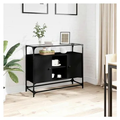 Produktbild von Sideboard mit Glasplatte, schwarz, 98 x 35 x 81 cm