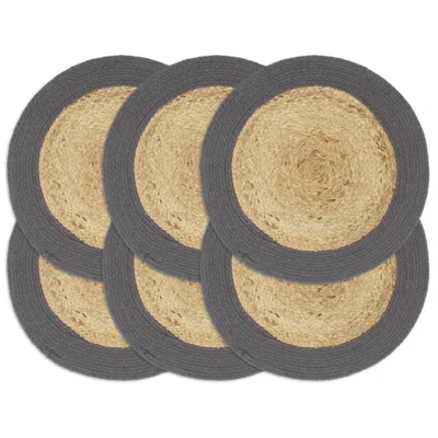 Image de vidaXL Sets de table 6 pcs. Nature et Anthracite 38 cm Jute et coton