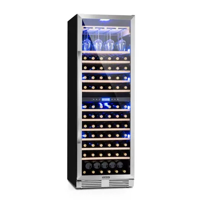 Produktbild von Klarstein Einbau-Weinkühlschrank, 2 Zonen Getränkekühlschrank Klein, Kleiner Weinschrank 433L, Wein-Kühlschrank Klein mit Glastür, Indoor/Outdoor Flaschenkühlschrank, Wine Fridge 165 Flaschen