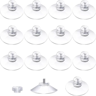 Produktbild von 15 Stück Saugnäpfe mit Gewinde Ø40mm | Transparent mit Rändelmutter | Für Küche, Bad, Fenster, Spiegel
