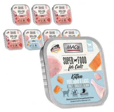 Zdjęcie produktu dla MAC's Kitten Tacka 8x100g Bezzbożowa Mokra Karma Dla Kociąt Mix 2 Smaków