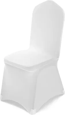 Obrázek produktu pro Potah na židli – balení 100 kusů, elastické potahy – 100% polyester s Elastanem – vhodné pro svatby, oslavy, bankety – bílé