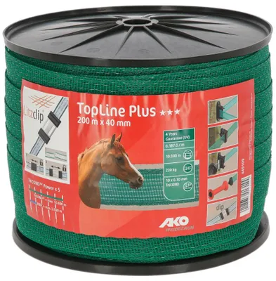 Produktbild von AKO Weidezaunband TopLine Plus grün, 600 m Länge, 40 mm breit
