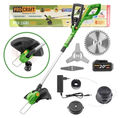 Immagine prodotto di Tagliabordi a batteria Procraft PTA-26BL 20 V 300 mm brushless + 1 batteria da 3,0 Ah + caricabatterie