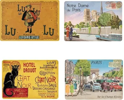 4 Vintage-Platzsets, 42x29 cm, rechteckig, Kunststoff
