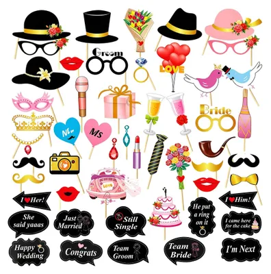 Productafbeelding van Solidchoice - 53 Stuks Fotobox Accessoires voor Bruiloften en Feesten