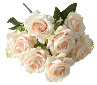 Produktbild von 7-köpfiger künstlicher Rosenstrauß, realistische Kunstblumen, Tischdekoration für Zuhause, Büro, Hochzeit, Party, drinnen und draußen