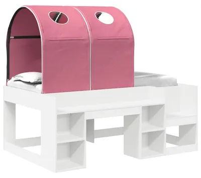 Produktbild von vidaXL Bett mit Tunnel 4 pcs Weiß und Rosa Holzwerkstoff