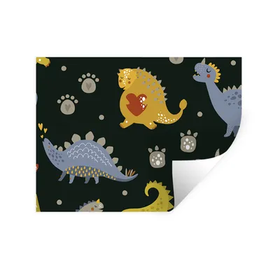 Produktbild von MuchoWow® Wandtattoo Wandsticker Wandaufkleber Dino - Kinder - Schnittmuster - Jungen - Mädchen - Dinosaurier 80x60 cm Selbstklebend und Repositionierbar - Faltenfrei