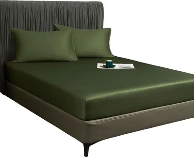 Produktbild von Spannbetttuch 140x200x30 cm Glatt Atmungsaktiv Elegant Olivgrün