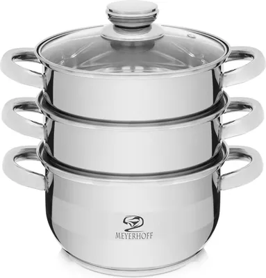 Zdjęcie produktu dla Garnek do Gotowania na Parze Parowar 3.8L Stal Nierdzewna 22cm Indukcja Gaz